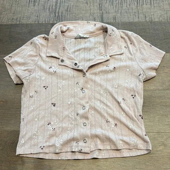 Pink Rose pink collared snap closure shirt - Picture 3 of 5